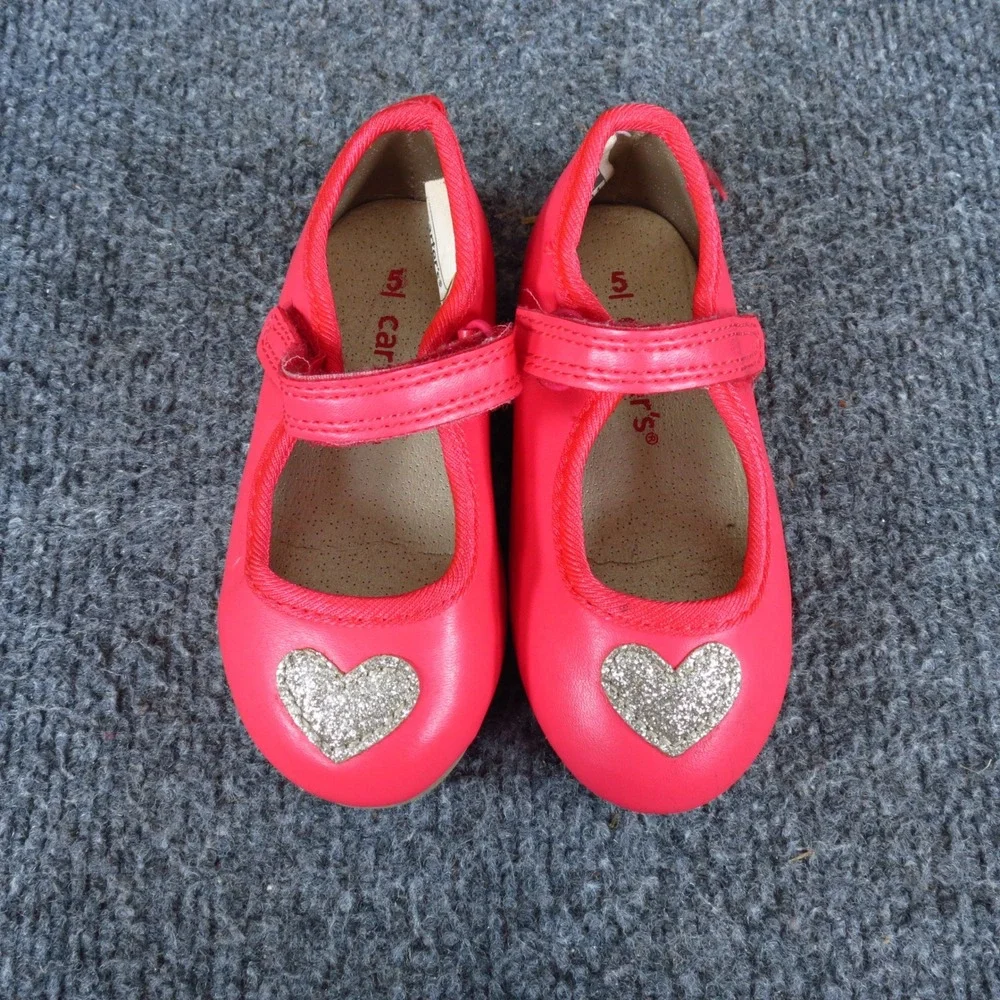 Carter's Alvina Toddler Mary Jane Shoes Size 5 Dress Party Red‎ Glitter Heart